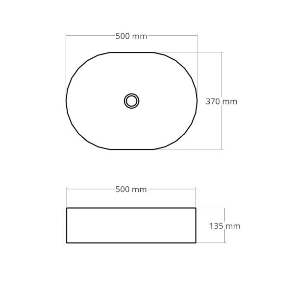 Bao Pill 500mm Above Counter Basin Dimensions - Mera Mera