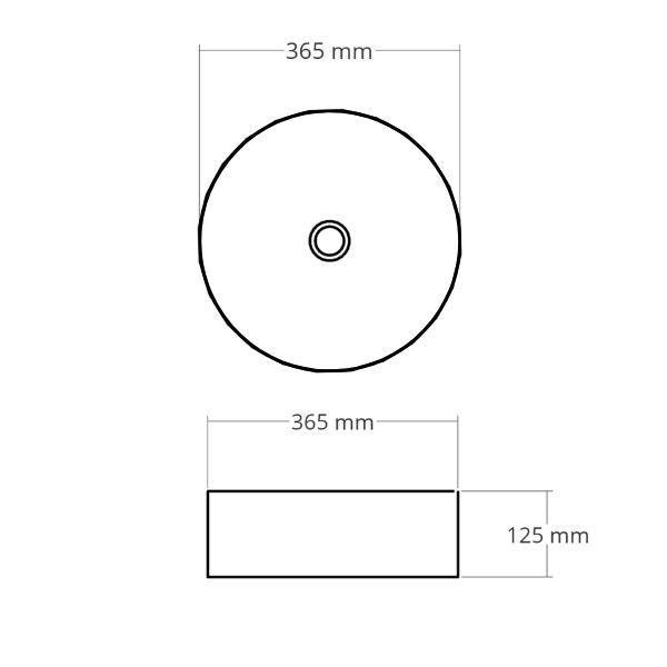 Bao Round 360mm Above Counter Basin - Dimensions - Mera Mera