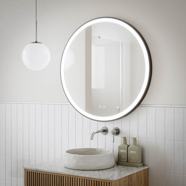 Round Matte Black Framed Frontlit LED Mirror 800mm | MMRDBY2 | Mera Mera 