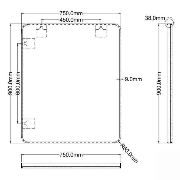 Rectangle Framed Mirror 750mm by 900mm | Mera Mera