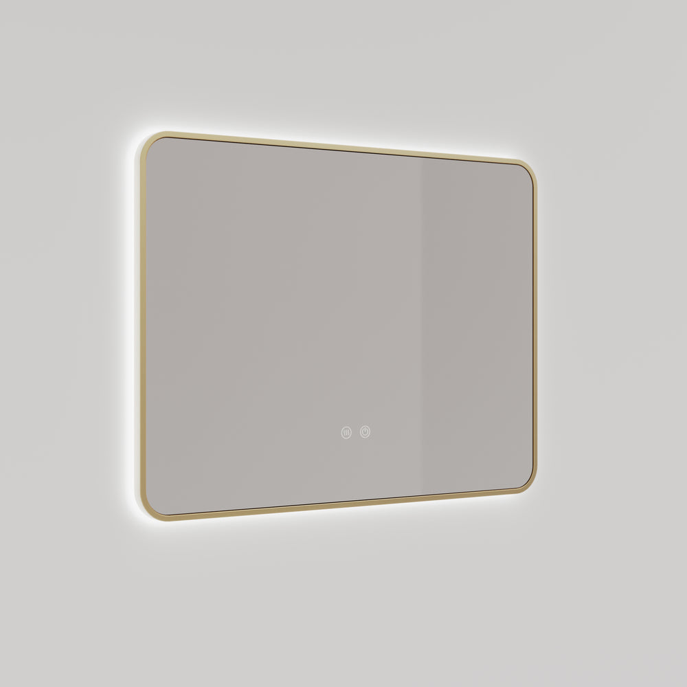 Rectangle Brushed Gold Framed Backlit LED Mirror 600mm by 800mm | Mera Mera 