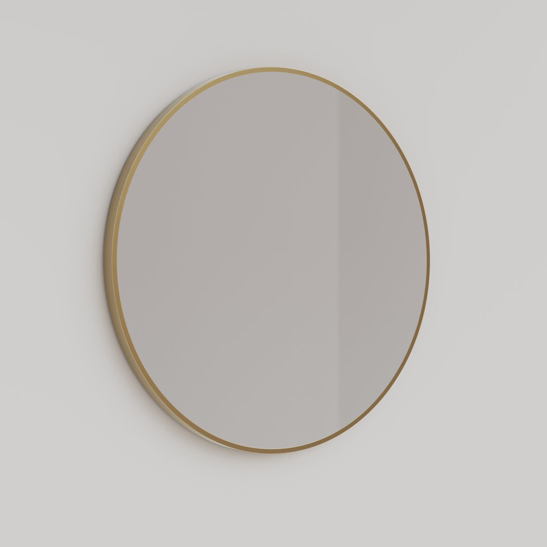 Round Brushed Nickel Framed Mirror 800mm | Mera Mera