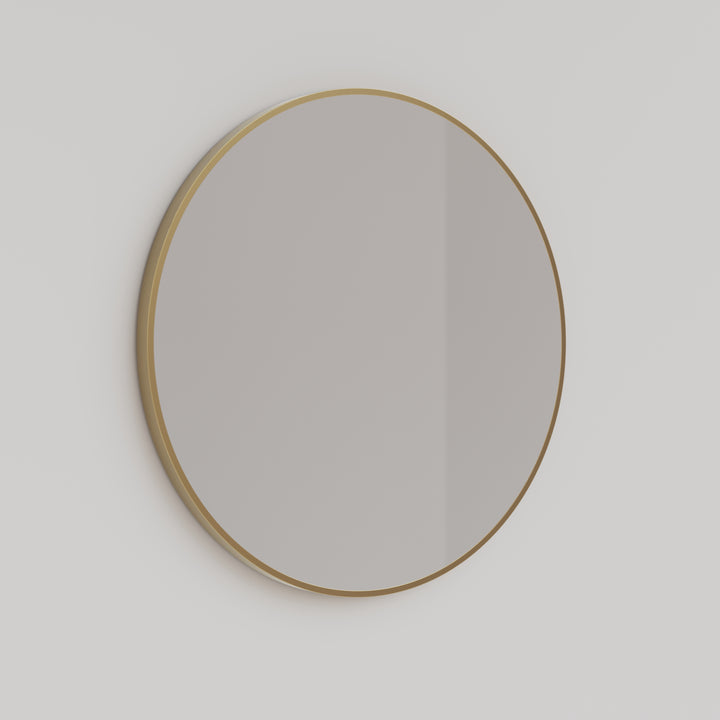 Round Brushed Nickel Framed Mirror 800mm | Mera Mera