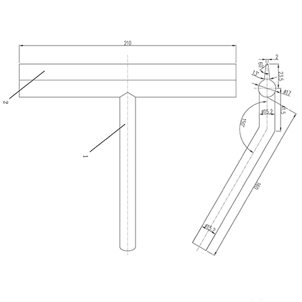 Technical Drawing - Indigo Ciara Shower Squeegee Matte Black US3010 Mera Mera