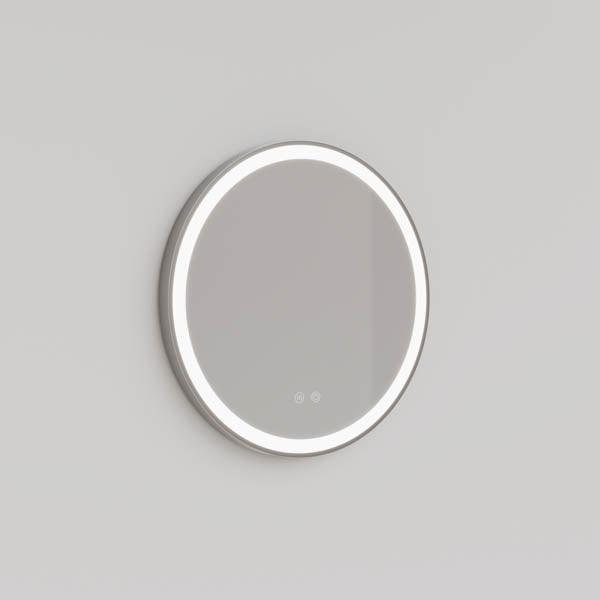 Round Brushed Nickel Framed Frontlit LED Mirror 600mm | Mera Mera - No Background