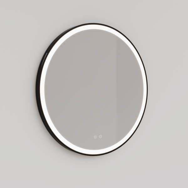 Round Matte Black Framed Frontlit LED Mirror 800mm | MMRDBY2 | Mera Mera  - No Background