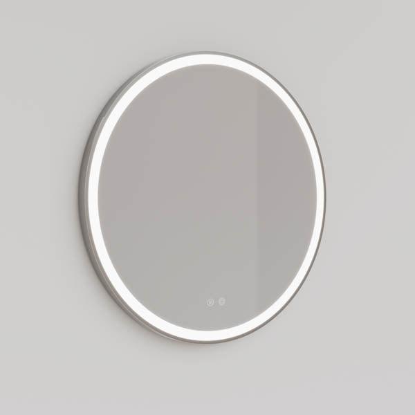 Mera Mera - Round Brushed Nickel Framed Frontlit LED Mirror 800mm - No Background