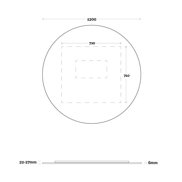 Marquis Orbit Mirror 1200mm Technical Drawing - Mera Mera