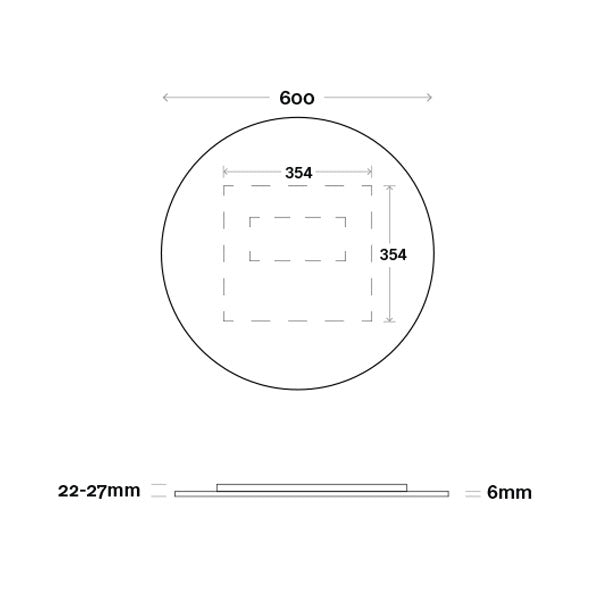 Marquis Orbit Mirror 600mm Technical Drawing - Mera Mera