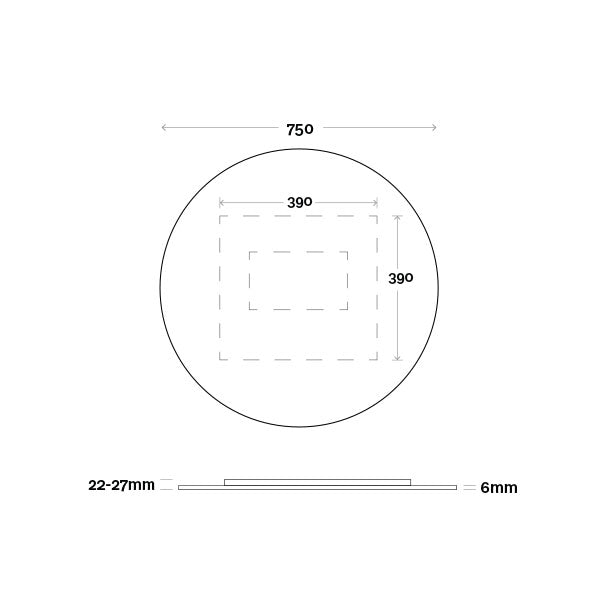 Marquis Orbit Mirror 750mm Technical Drawing - Mera Mera